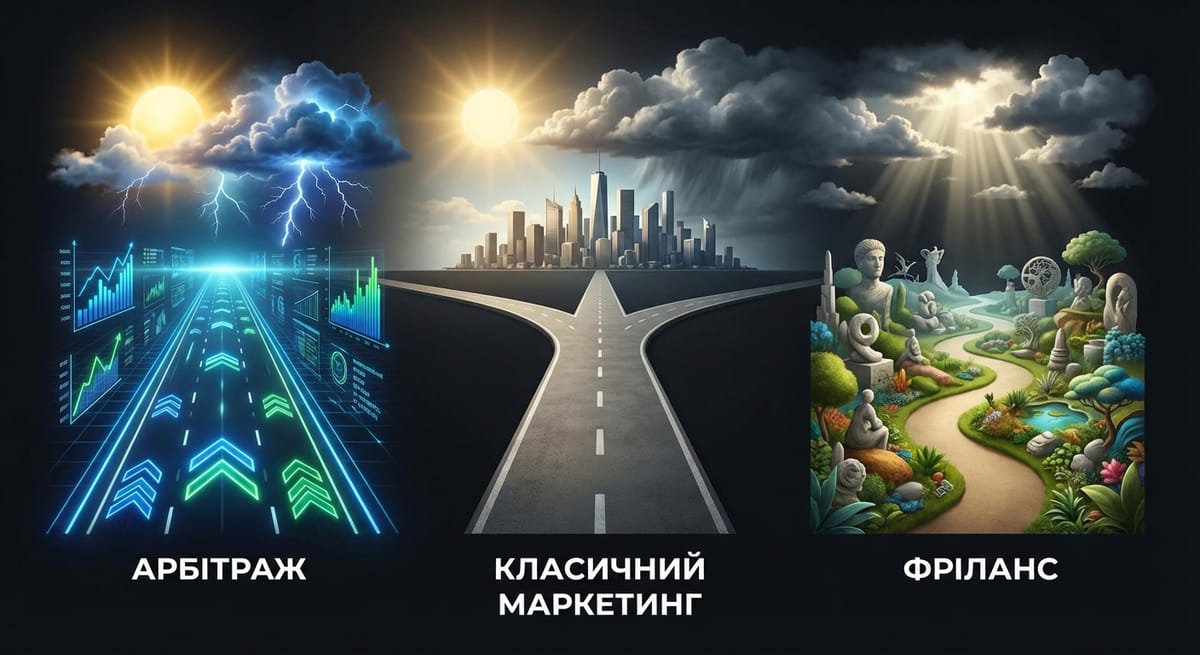 Арбітраж трафіку vs Класичний маркетинг vs Фріланс: Куди йти новачкові та які реальні ризики